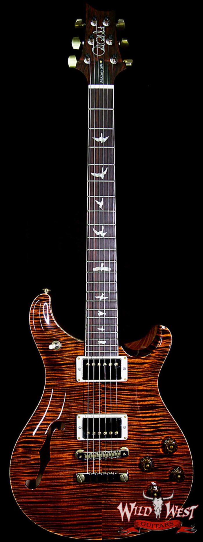 PRS Wood Library Flame 10 Top McCarty 594 Semi-Hollow Cocobolo Fingerboard Orange Tiger - Image 1