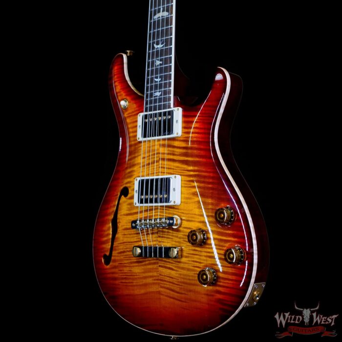 Paul Reed Smith PRS Wood Library Flame 10 Top McCarty 594 Semi-Hollow Brazilian Rosewood Fingerboard Dark Cherry Sunburst - Image 2