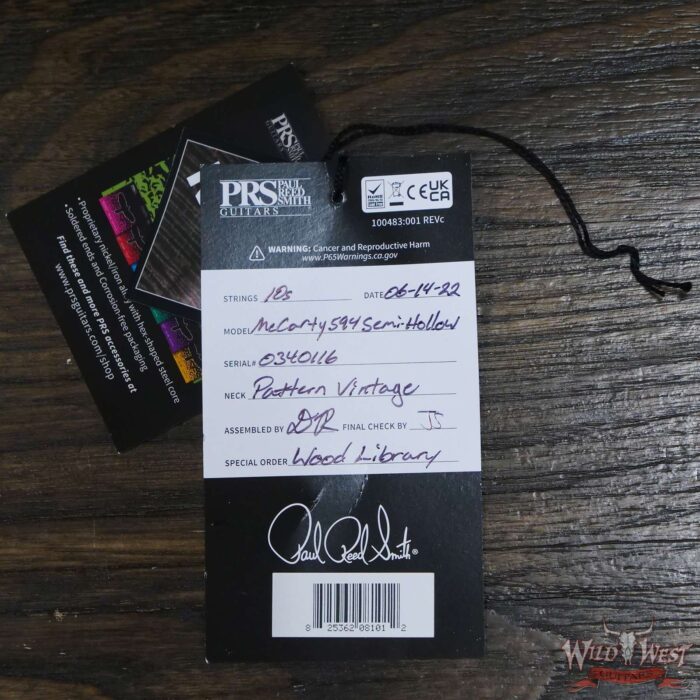 Paul Reed Smith PRS Wood Library Flame 10 Top McCarty 594 Semi-Hollow Brazilian Rosewood Fingerboard Dark Cherry Sunburst - Image 11