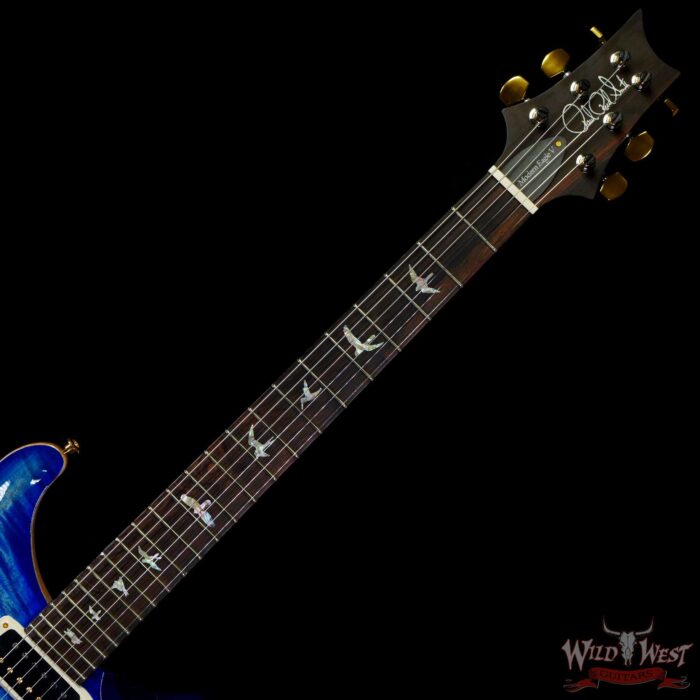 Paul Reed Smith PRS Wood Library 10 Top Modern Eagle V Stained Flame Maple Neck Brazilian Rosewood Board Faded Blue Burst - Image 4