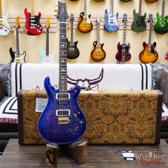 Paul Reed Smith PRS Wood Library 10 Top Modern Eagle V Stained Flame Maple Neck Brazilian Rosewood Board Violet Blue Burst - Image 6