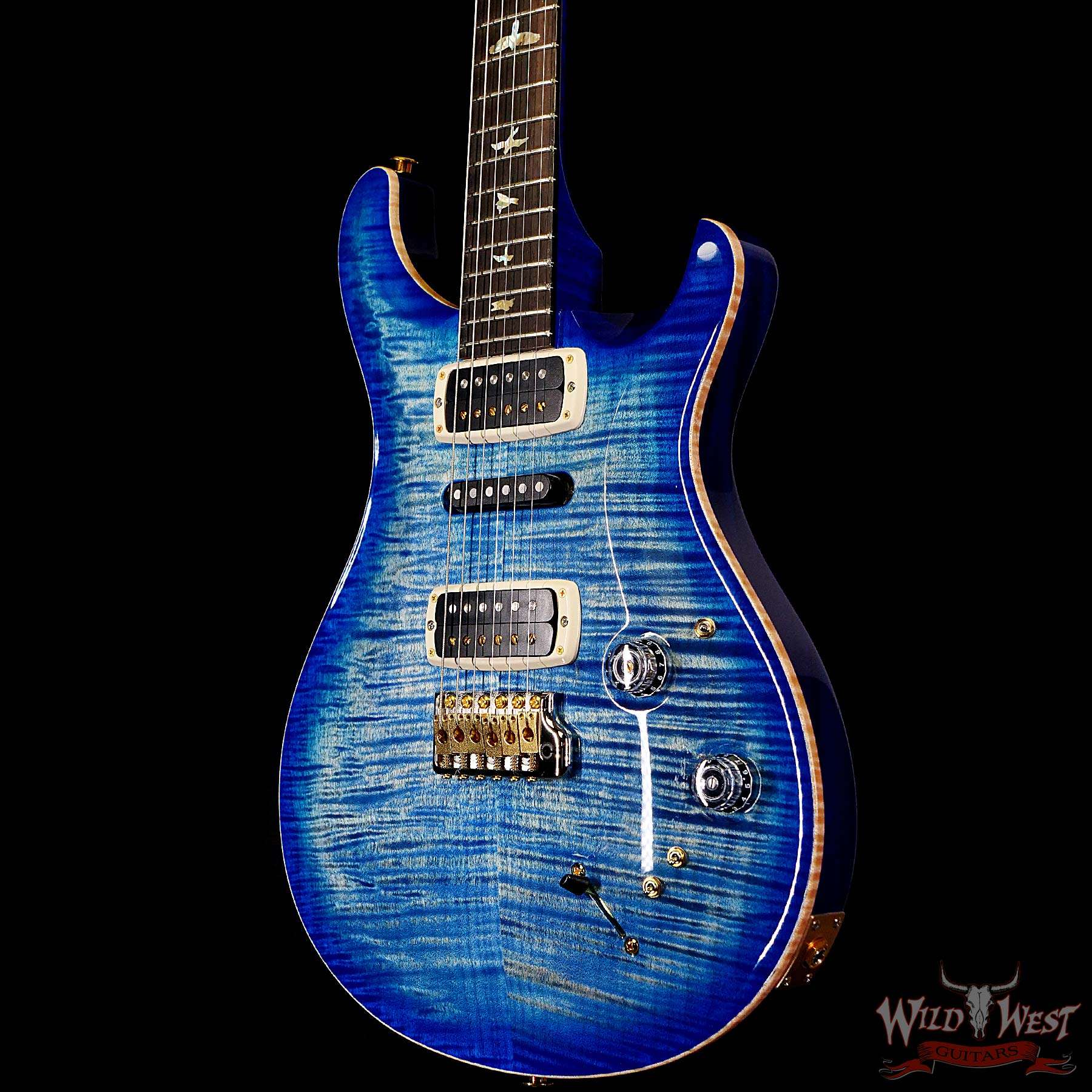 prs-wl-f10-mev-341681-br__wwg.jpg Paul Reed Smith PRS Wood Library 10 Top Modern Eagle V ME5 Flame Maple Neck Brazilian Rosewood Board Faded Blue Burst - Image 2