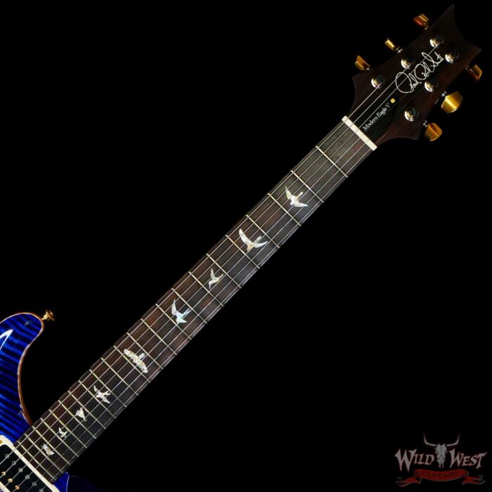 Paul Reed Smith PRS Wood Library 10 Top Modern Eagle V Flame Maple Neck Brazilian Rosewood Board Violet Blue Burst - Image 4