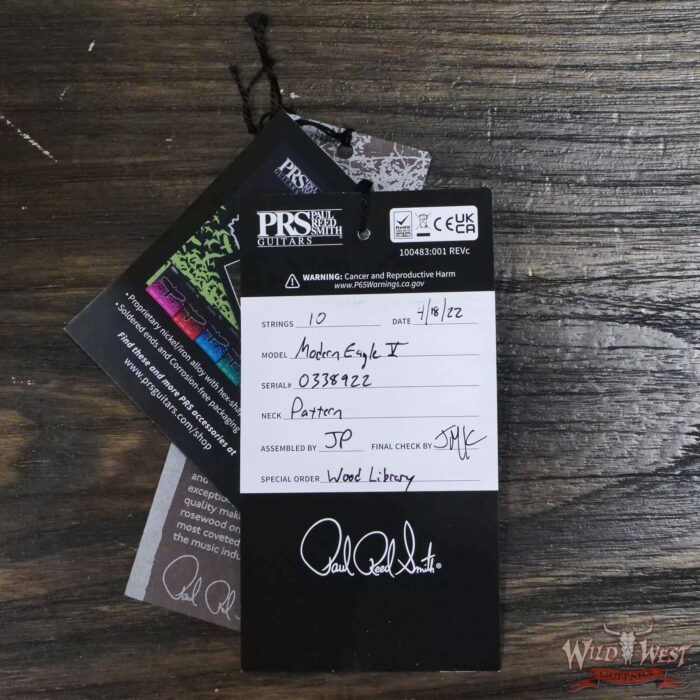 Paul Reed Smith PRS Wood Library 10 Top Modern Eagle V Flame Maple Neck Brazilian Rosewood Board Violet Blue Burst - Image 12