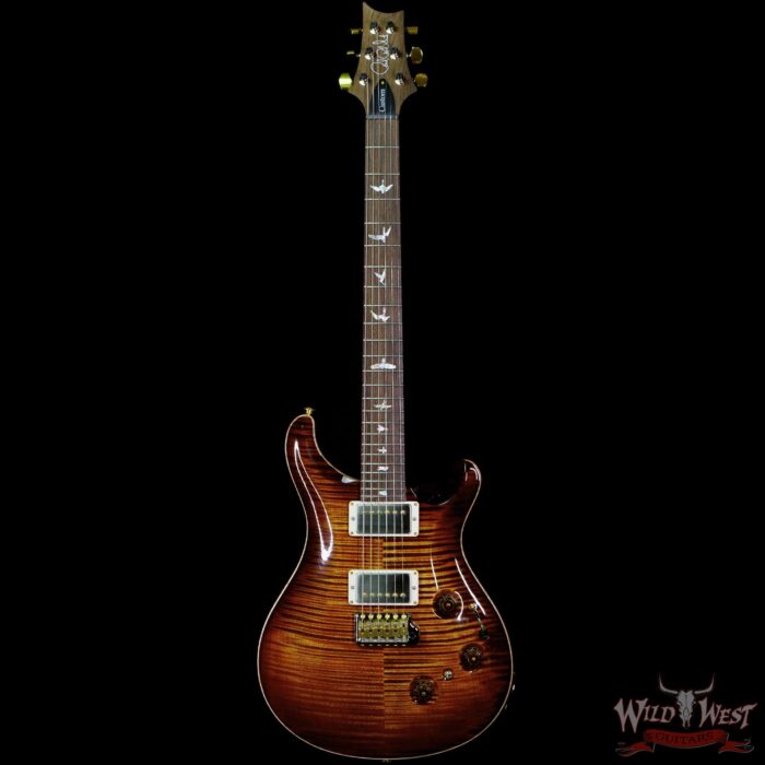 Paul Reed Smith Wood Library 10 Top Custom 24 Piezo P24 Stained Flame Maple Neck Brazilian Rosewood Board Copperhead Burst - Image 3