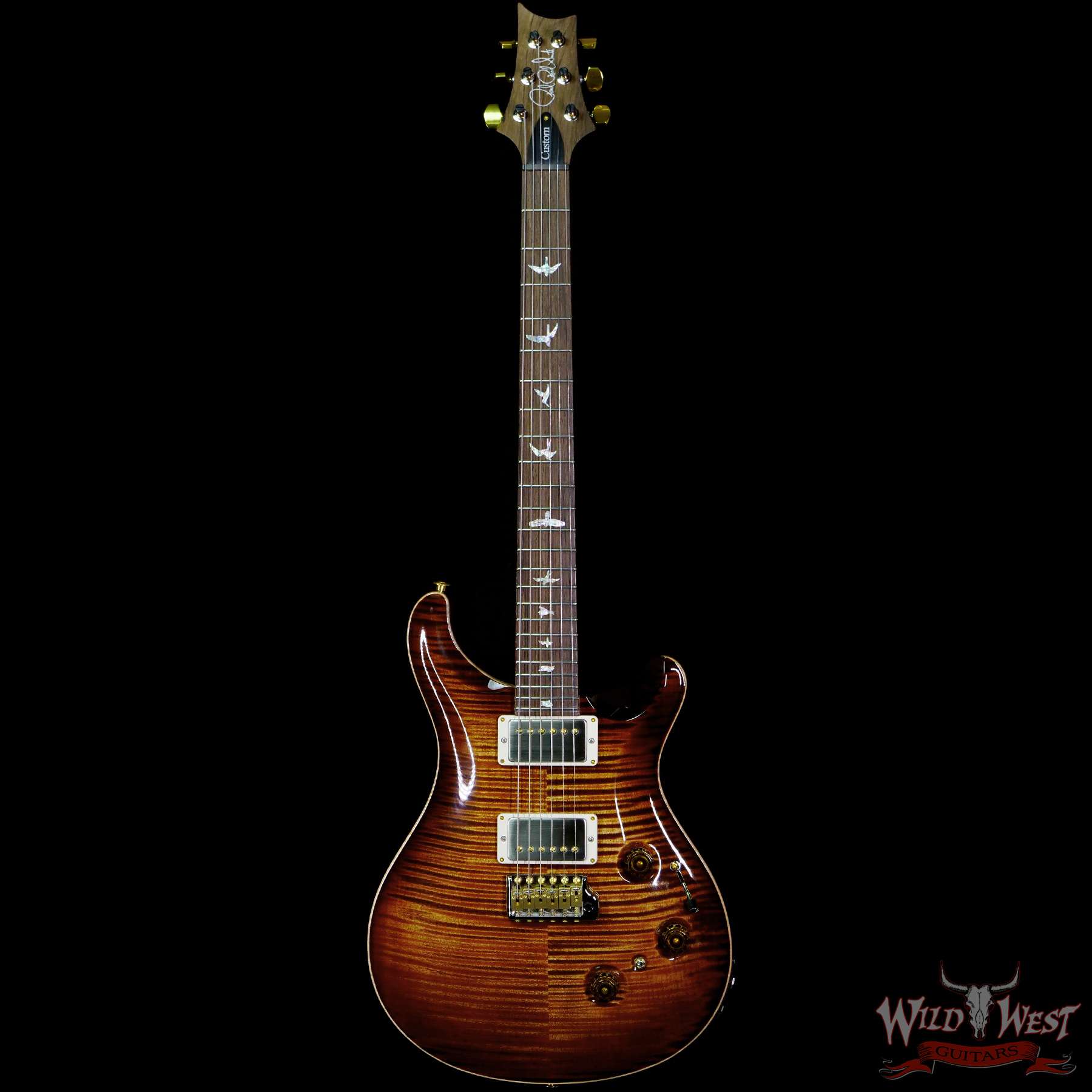 prs-wl-f10-p24-326751-c1__wwg.jpg Paul Reed Smith Wood Library 10 Top Custom 24 Piezo P24 Stained Flame Maple Neck Brazilian Rosewood Board Copperhead Burst - Image 3