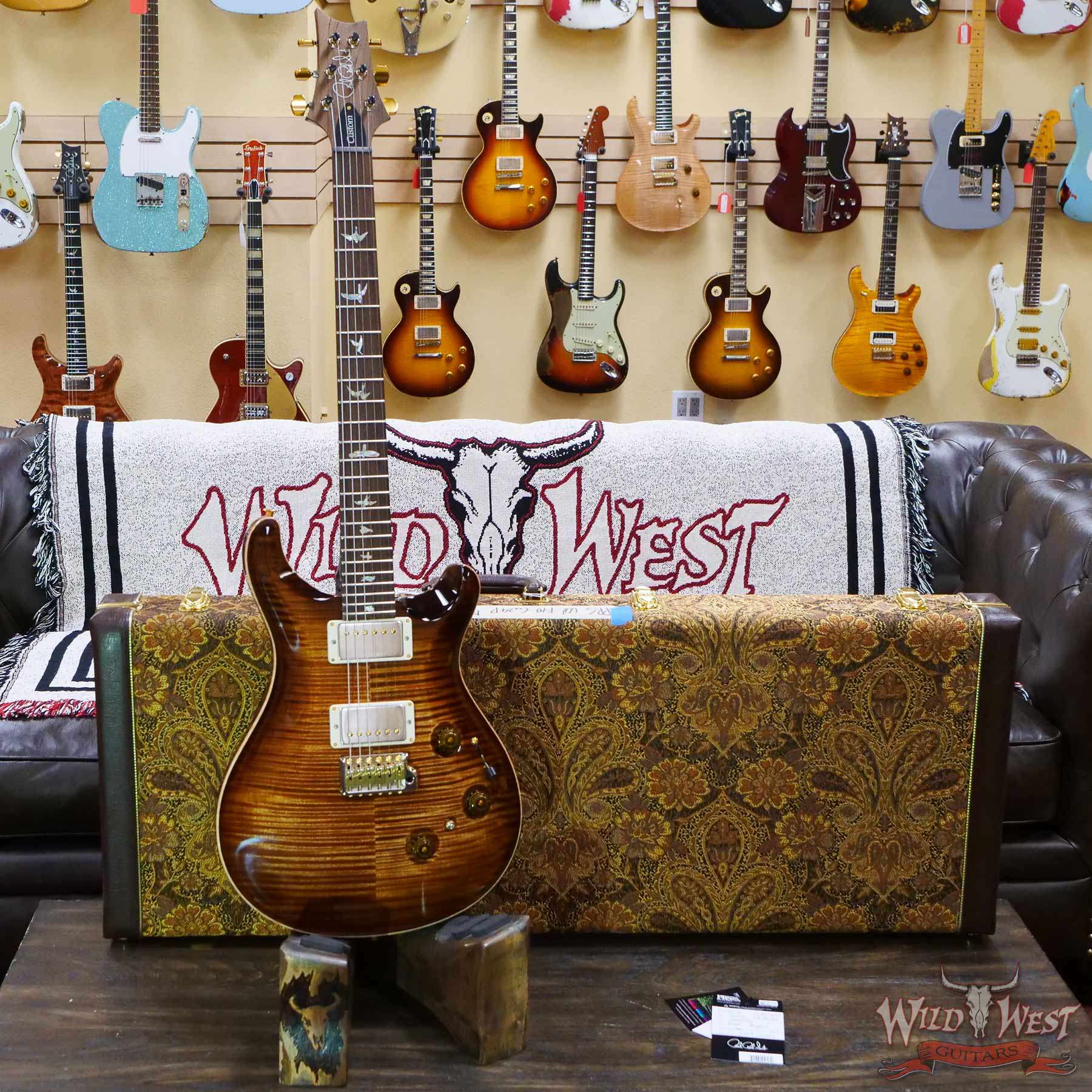 prs-wl-f10-p24-326751-d1__wwg.jpg Paul Reed Smith Wood Library 10 Top Custom 24 Piezo P24 Stained Flame Maple Neck Brazilian Rosewood Board Copperhead Burst - Image 6