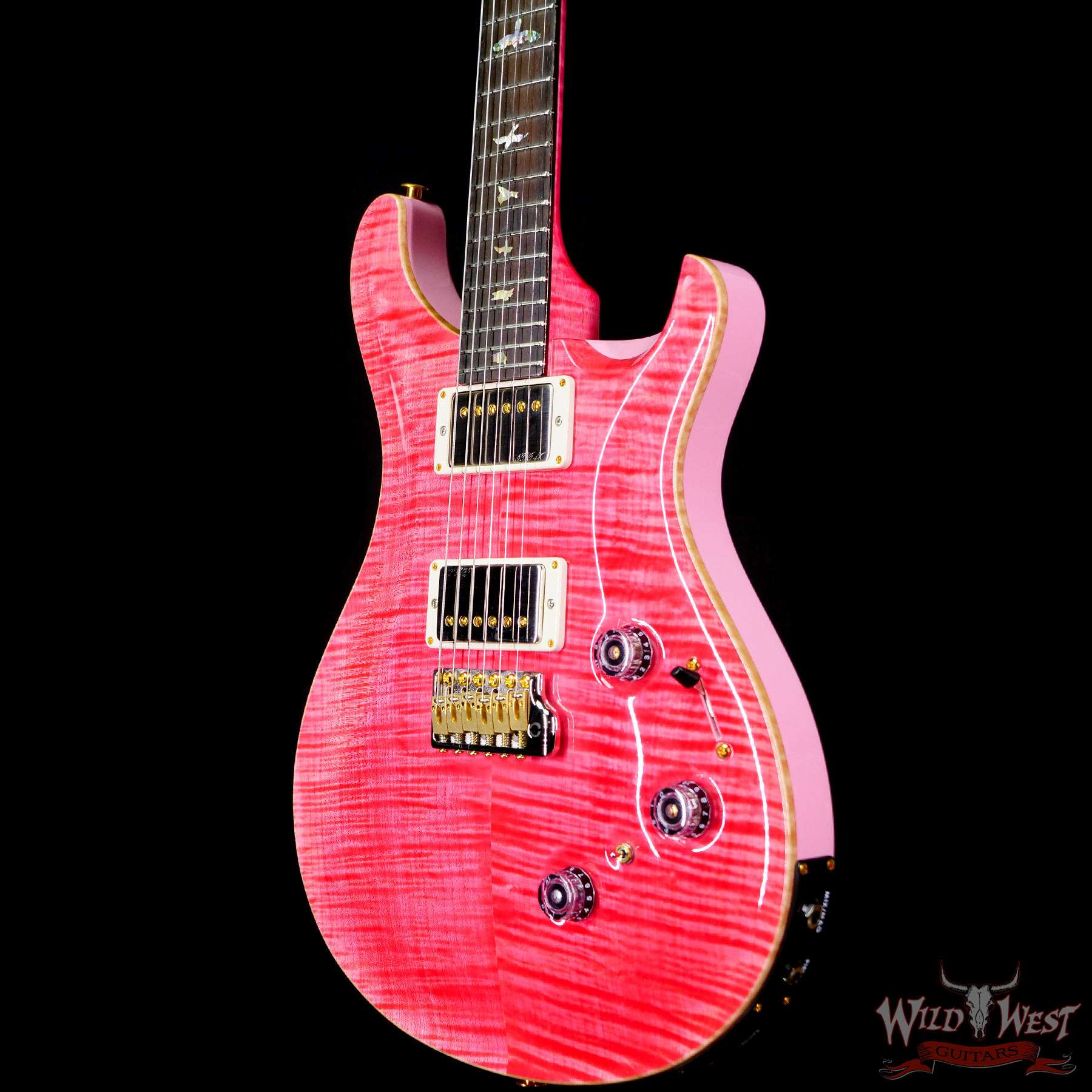 prs-wl-f10-p24-bonniepink-321957-br__wwg.jpg Paul Reed Smith PRS Wood Library 10 Top Custom 24 Piezo P24 Stained Flame Maple Neck Brazilian Rosewood Board Bonnie Pink - Image 2