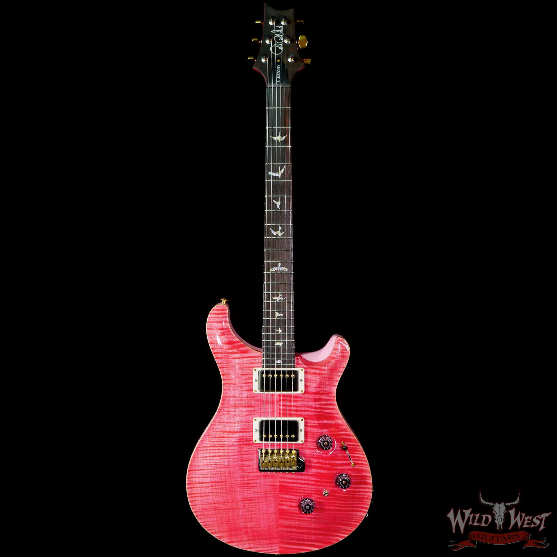 prs-wl-f10-p24-bonniepink-321957-c1__wwg.jpg Paul Reed Smith PRS Wood Library 10 Top Custom 24 Piezo P24 Stained Flame Maple Neck Brazilian Rosewood Board Bonnie Pink - Image 3