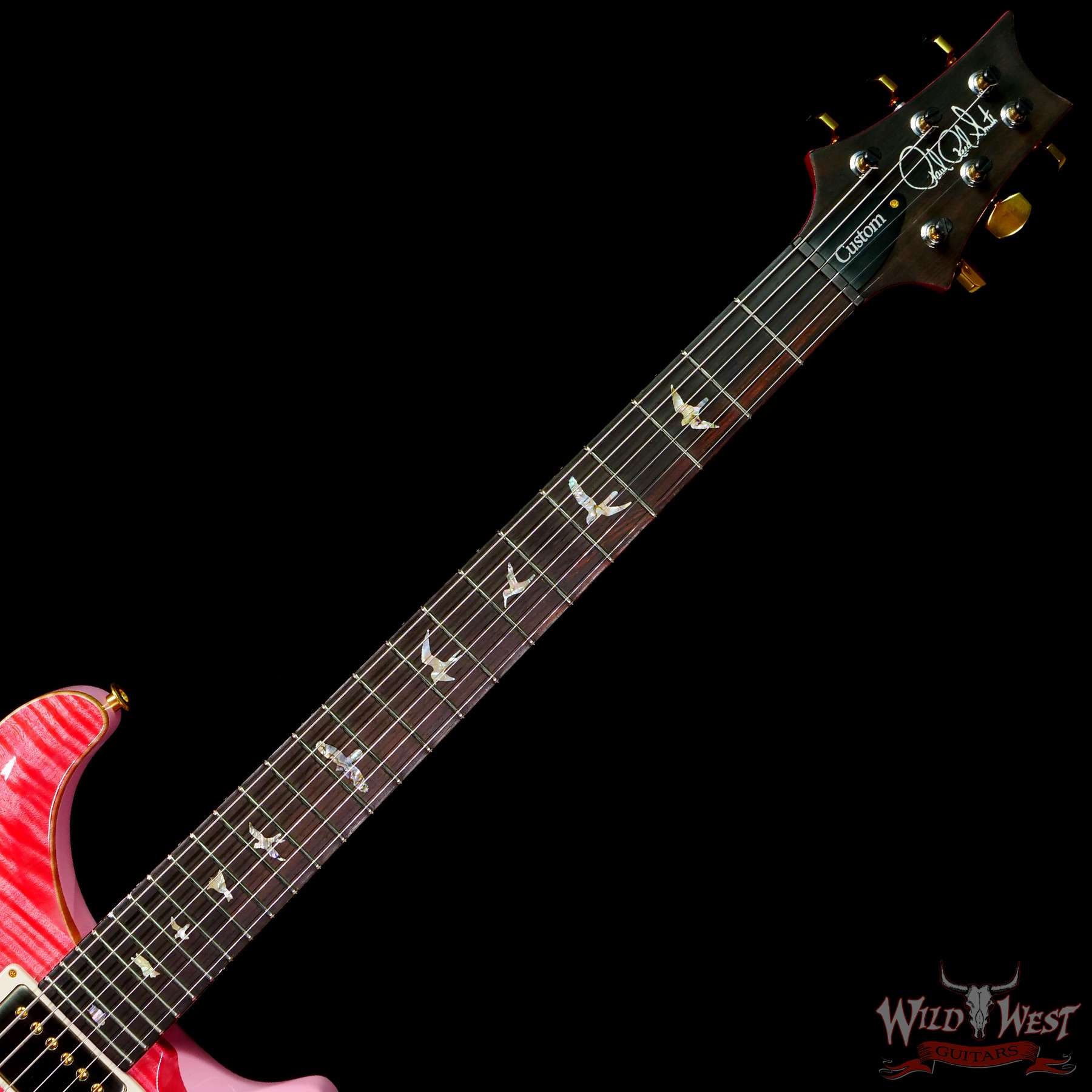 prs-wl-f10-p24-bonniepink-321957-c2__wwg.jpg Paul Reed Smith PRS Wood Library 10 Top Custom 24 Piezo P24 Stained Flame Maple Neck Brazilian Rosewood Board Bonnie Pink - Image 4