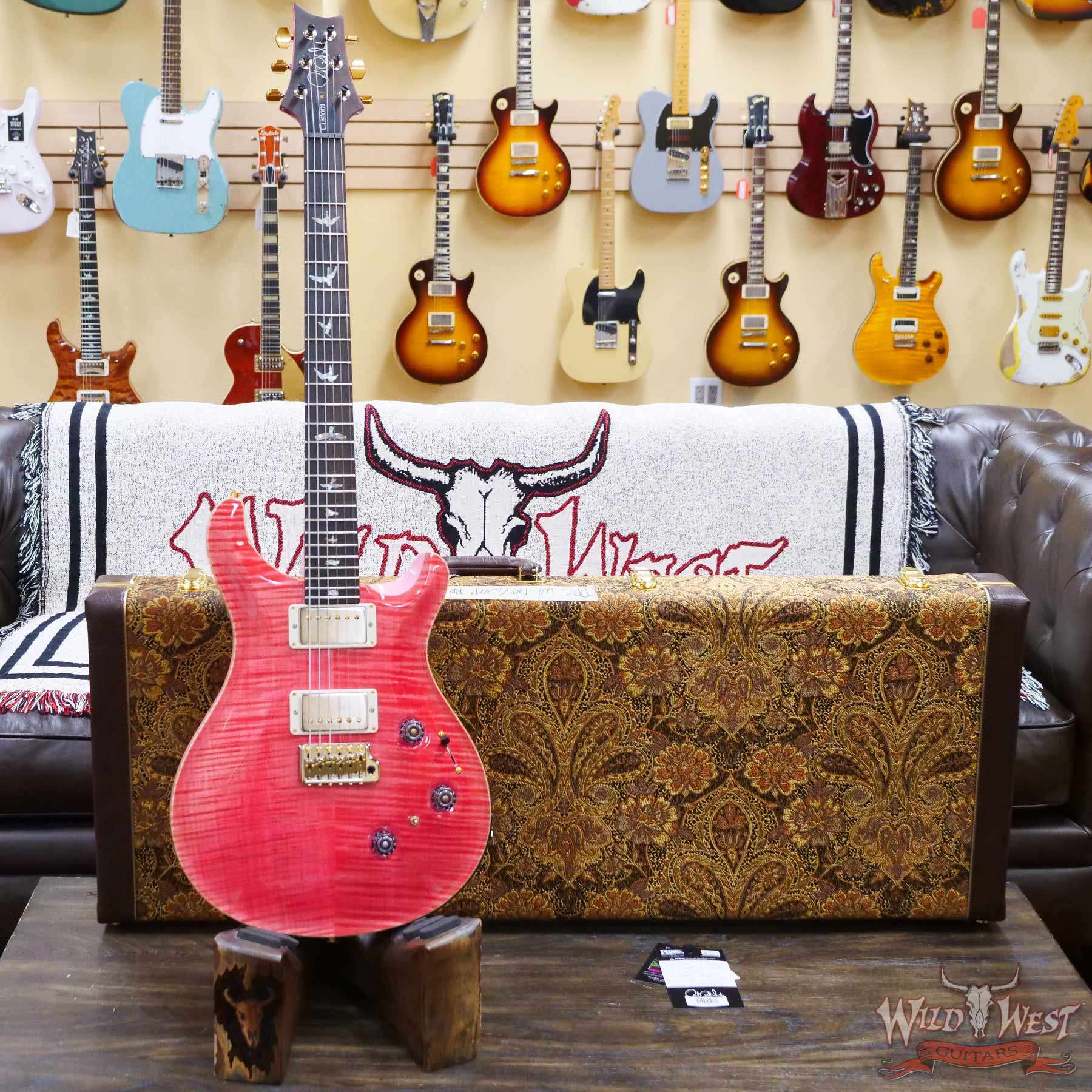 prs-wl-f10-p24-bonniepink-321957-d1__wwg.jpg Paul Reed Smith PRS Wood Library 10 Top Custom 24 Piezo P24 Stained Flame Maple Neck Brazilian Rosewood Board Bonnie Pink - Image 6