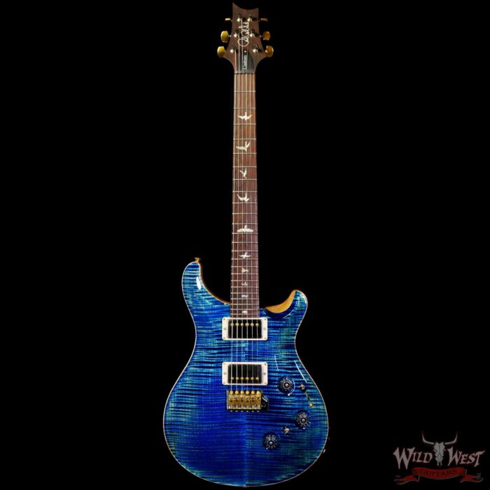 Paul Reed Smith PRS Wood Library 10 Top Swamp Ash Custom 24 Piezo P24 Flame Maple Neck Brazilian Rosewood Board River Blue - Image 3