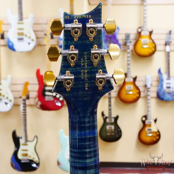 Paul Reed Smith PRS Wood Library 10 Top Swamp Ash Custom 24 Piezo P24 Flame Maple Neck Brazilian Rosewood Board River Blue - Image 10