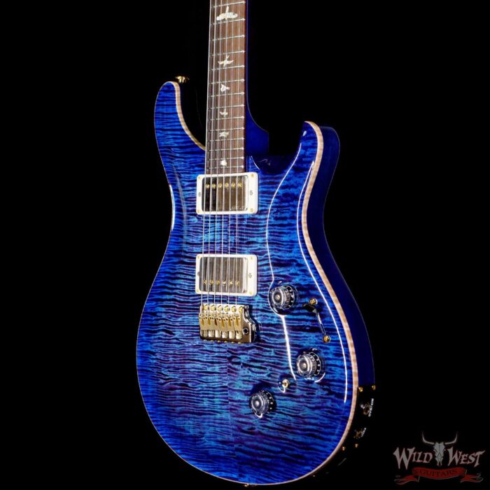 Paul Reed Smith Wood Library 10 Top Custom 24 Piezo P24 Flame Maple Neck Brazilian Rosewood Board Violet Blue Burst - Image 2
