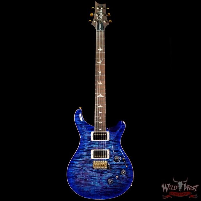 Paul Reed Smith Wood Library 10 Top Custom 24 Piezo P24 Flame Maple Neck Brazilian Rosewood Board Violet Blue Burst - Image 3