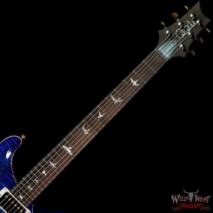 Paul Reed Smith Wood Library 10 Top Custom 24 Piezo P24 Flame Maple Neck Brazilian Rosewood Board Violet Blue Burst - Image 4