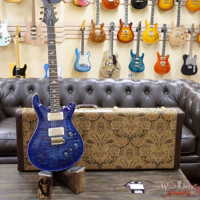 Paul Reed Smith Wood Library 10 Top Custom 24 Piezo P24 Flame Maple Neck Brazilian Rosewood Board Violet Blue Burst - Image 6