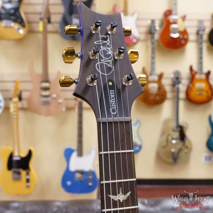 Paul Reed Smith Wood Library 10 Top Custom 24 Piezo P24 Flame Maple Neck Brazilian Rosewood Board Violet Blue Burst - Image 7