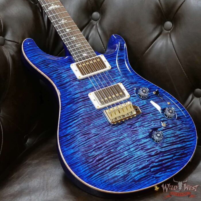 Paul Reed Smith Wood Library 10 Top Custom 24 Piezo P24 Flame Maple Neck Brazilian Rosewood Board Violet Blue Burst - Image 8