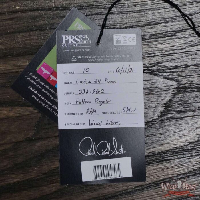 Paul Reed Smith Wood Library 10 Top Custom 24 Piezo P24 Flame Maple Neck Brazilian Rosewood Board Violet Blue Burst - Image 12