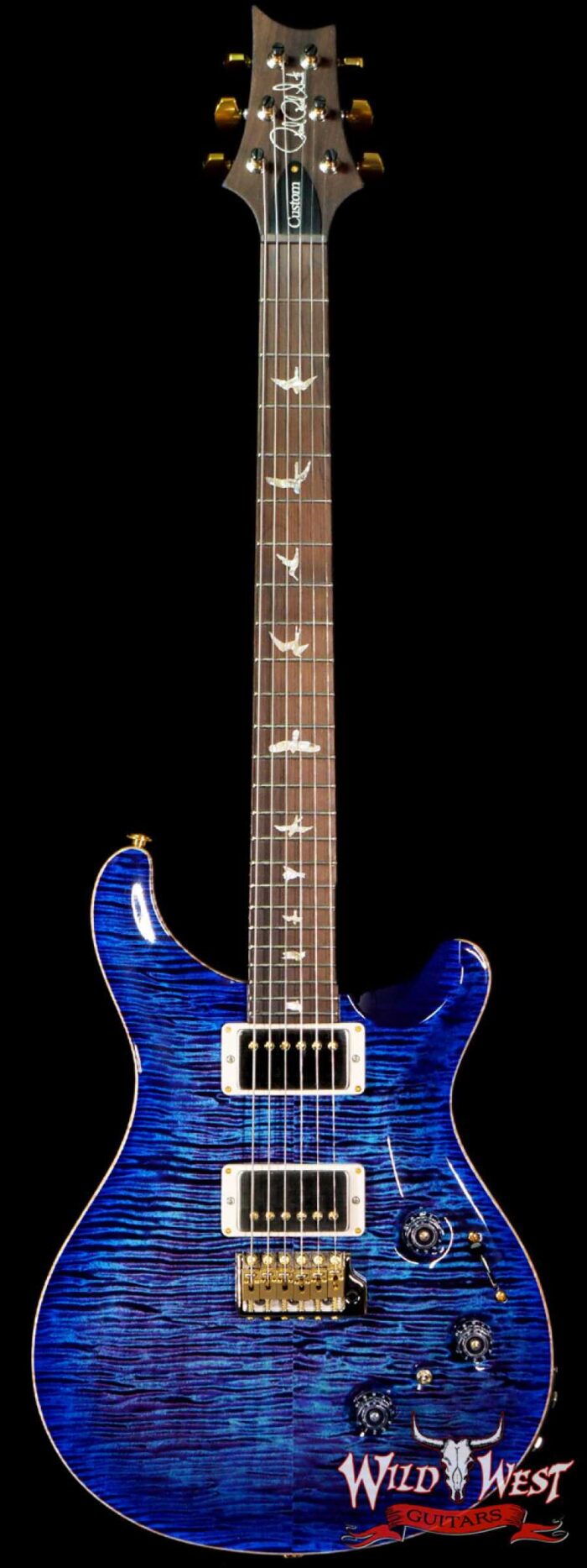 Paul Reed Smith Wood Library 10 Top Custom 24 Piezo P24 Flame Maple Neck Brazilian Rosewood Board Violet Blue Burst - Image 1