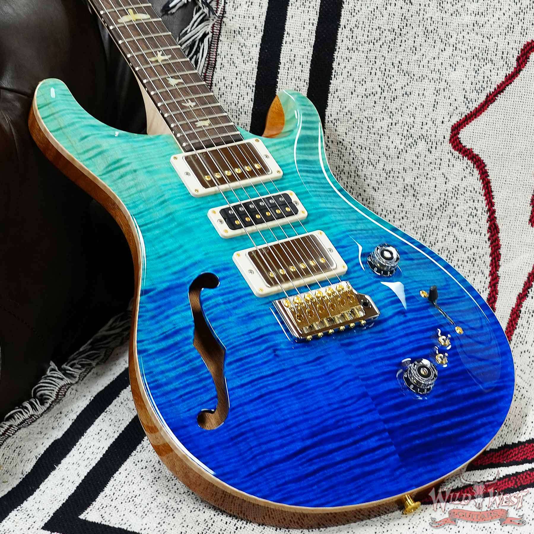 prs-wl-f10-sp22-379587-d3__wwg.jpg Paul Reed Smith PRS Wood Library 10 Top Special 22 Semi-Hollow Flame Maple Neck Brazilian Rosewood Fingerboard Blue Fade 6.95 LBS (US Only / No International Shipping) - Image 8