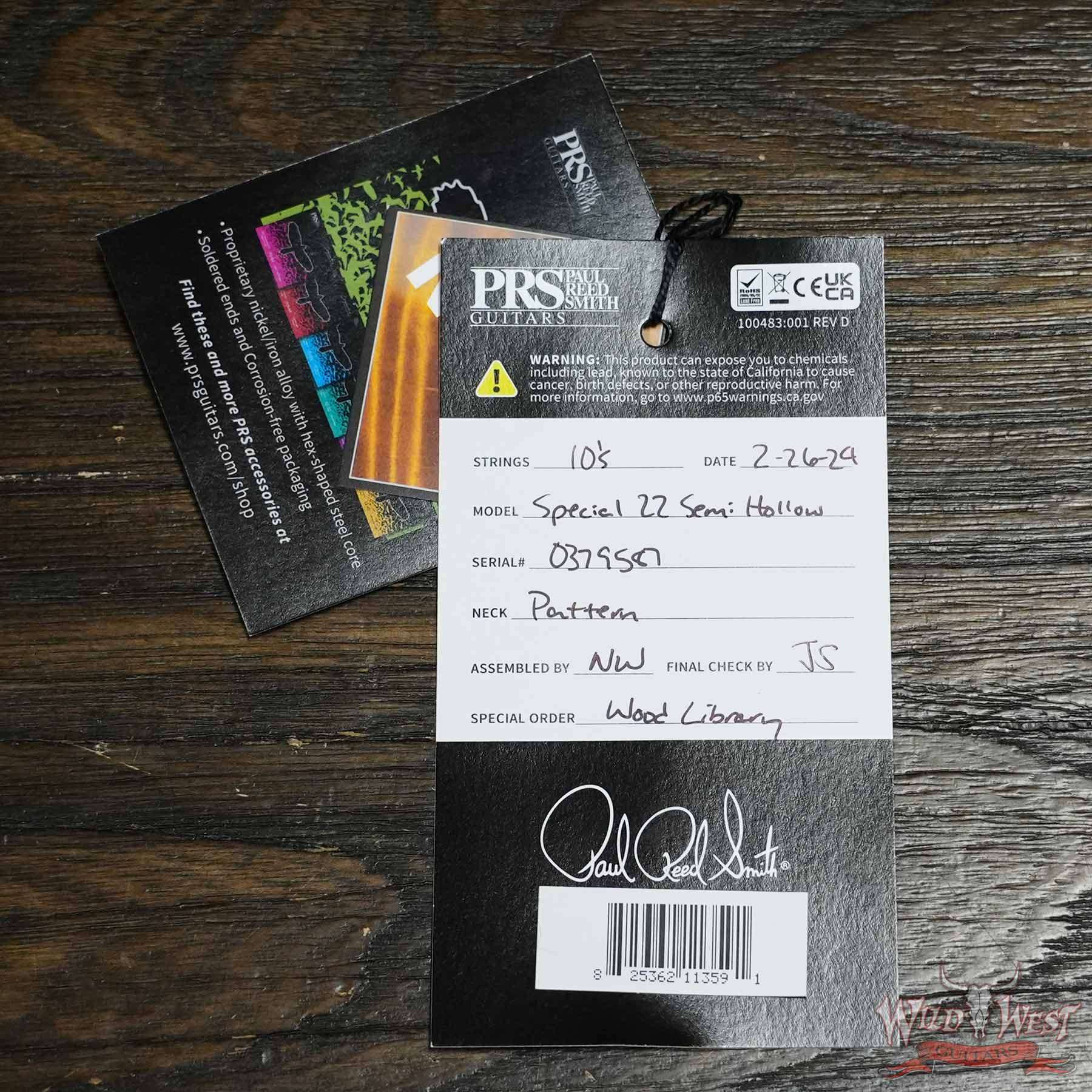 prs-wl-f10-sp22-379587-d7__wwg.jpg Paul Reed Smith PRS Wood Library 10 Top Special 22 Semi-Hollow Flame Maple Neck Brazilian Rosewood Fingerboard Blue Fade 6.95 LBS (US Only / No International Shipping) - Image 12