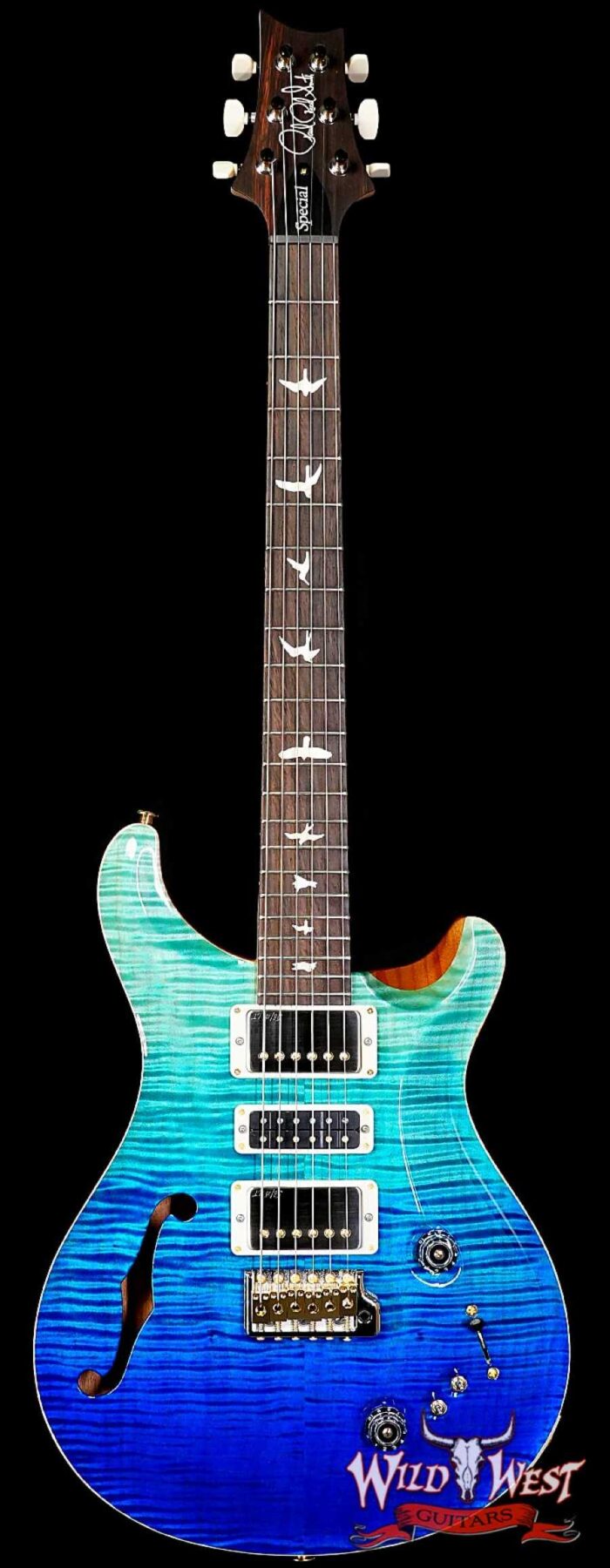Paul Reed Smith PRS Wood Library 10 Top Special 22 Semi-Hollow Flame Maple Neck Brazilian Rosewood Fingerboard Blue Fade 6.95 LBS (US Only / No International Shipping) - Image 1