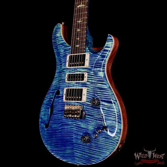 Paul Reed Smith PRS Wood Library 10 Top Special 22 Semi-Hollow Flame Maple Neck Brazilian Rosewood Fingerboard River Blue 7.05 LBS (US Only / No International Shipping) - Image 2