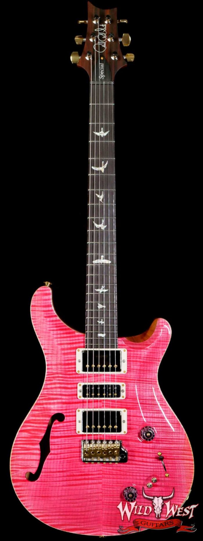 PRS Wood Library 10 Top Special 22 Semi-Hollow Flame Mahogany Neck Brazilian Rosewood Board Bonnie Pink - Image 1