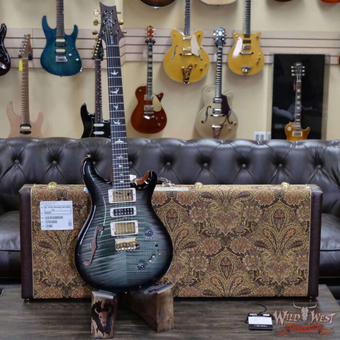 PRS Wood Library 10 Top Special 22 Semi-Hollow Flame Mahogany Neck Brazilian Rosewood Board Trampas Green Smokeburst - Image 6