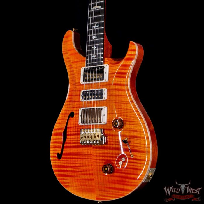 PRS Wood Library 10 Top Special 22 Semi-Hollow Flame Mahogany Neck Brazilian Rosewood Fingerboard Orange - Image 2