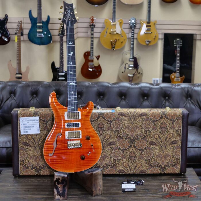 PRS Wood Library 10 Top Special 22 Semi-Hollow Flame Mahogany Neck Brazilian Rosewood Fingerboard Orange - Image 6