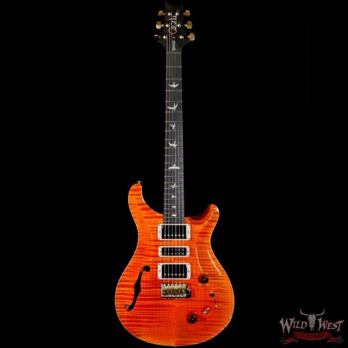 PRS Wood Library 10 Top Special 22 Semi-Hollow Flame Mahogany Neck Brazilian Rosewood Fingerboard Orange - Image 3