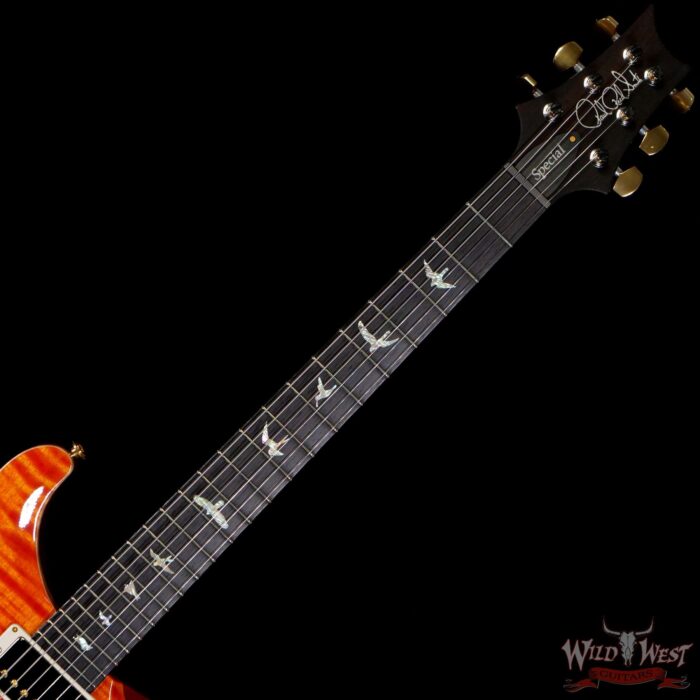 PRS Wood Library 10 Top Special 22 Semi-Hollow Flame Mahogany Neck Brazilian Rosewood Fingerboard Orange - Image 4
