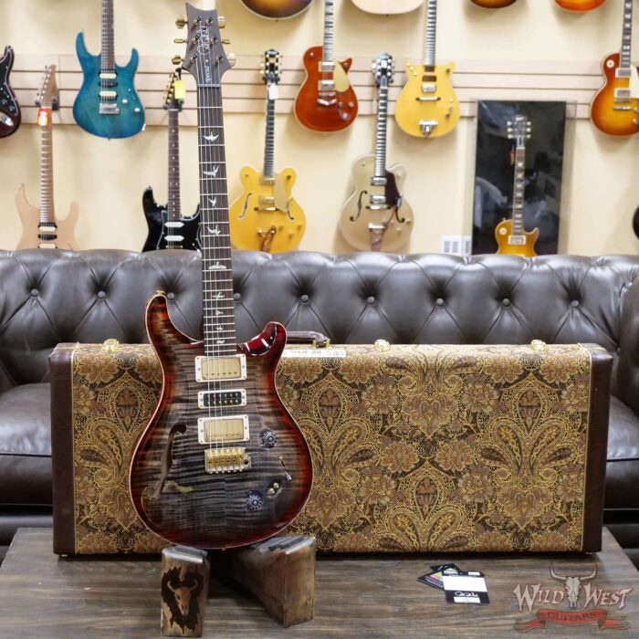 PRS Wood Library 10 Top Special 22 Semi-Hollow Flame Maple Stained Neck Brazilian Rosewood Charcoal Cherry Burst - Image 6