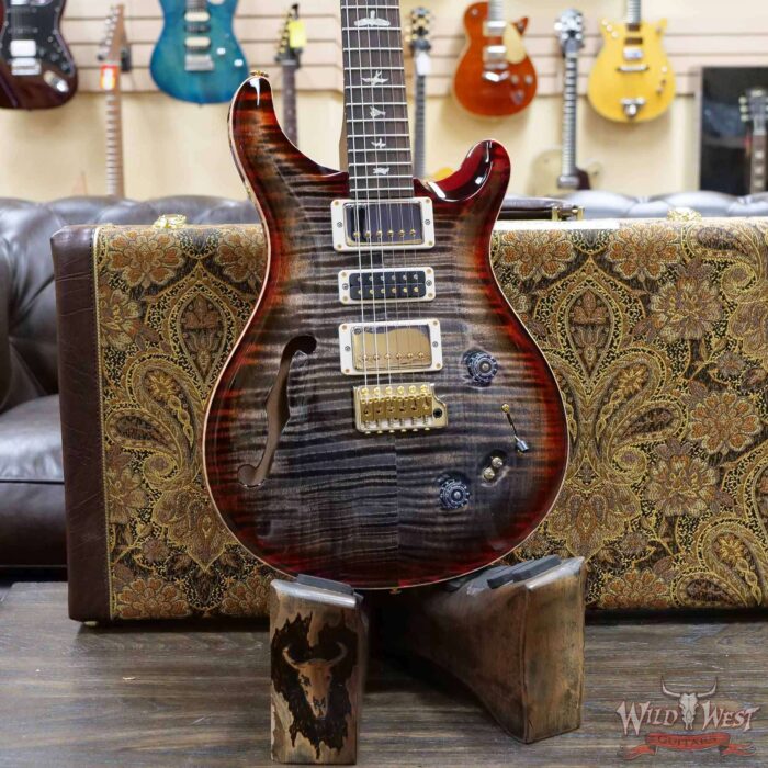PRS Wood Library 10 Top Special 22 Semi-Hollow Flame Maple Stained Neck Brazilian Rosewood Charcoal Cherry Burst - Image 8