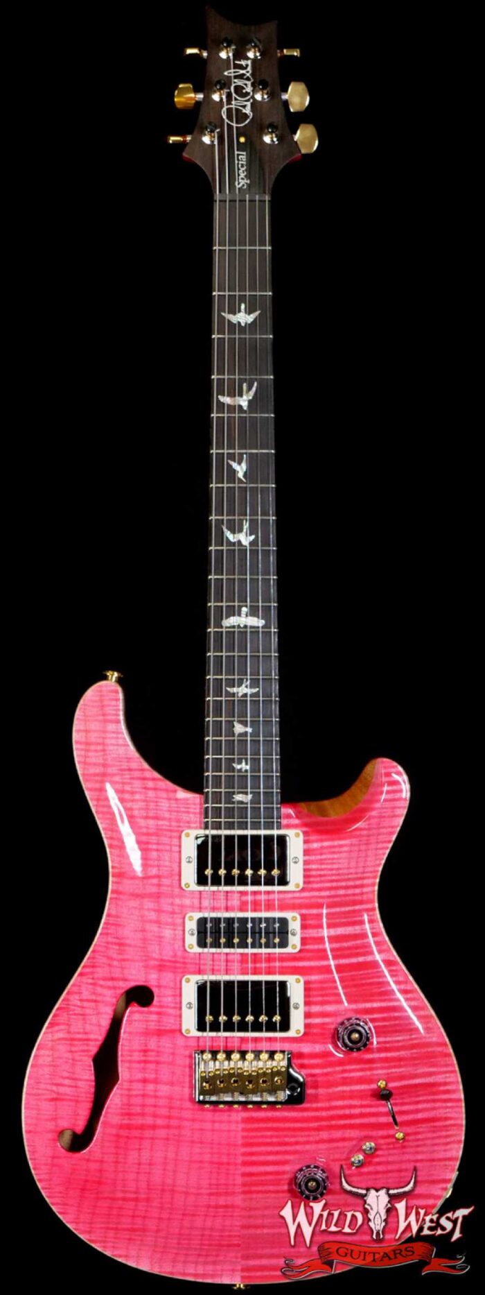 PRS Wood Library 10 Top Special 22 Semi-Hollow Flame Maple Neck with Brazilian Rosewood Board Bonnie Pink - Image 1