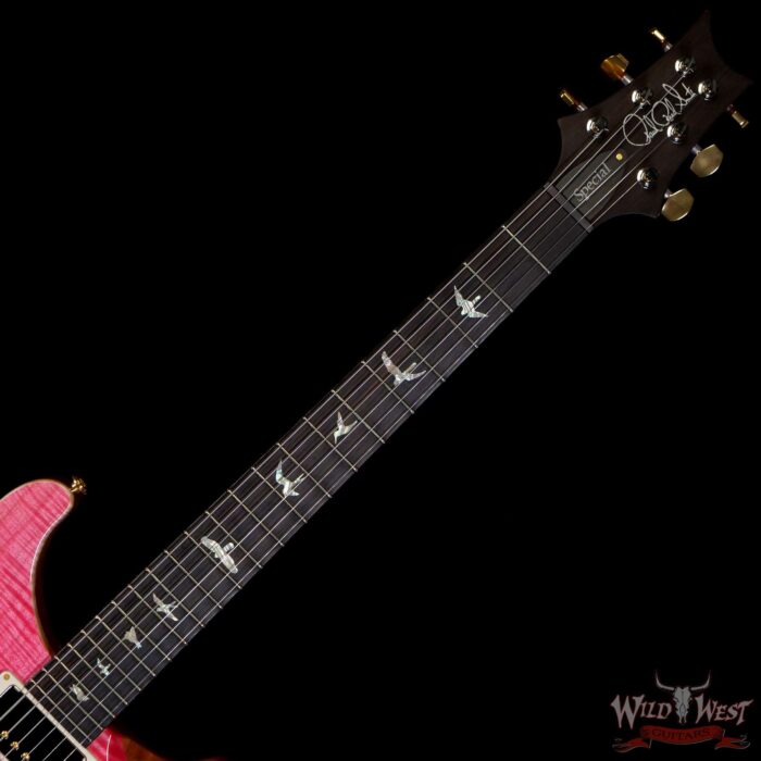 PRS Wood Library 10 Top Special 22 Semi-Hollow Flame Maple Neck with Brazilian Rosewood Board Bonnie Pink - Image 4