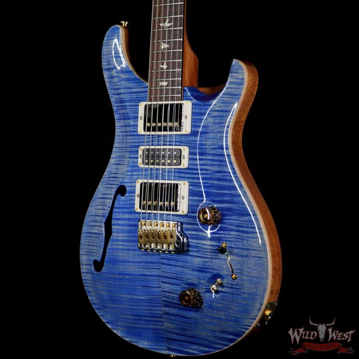 PRS Wood Library Flame 10 Top Limited Edition Special 22 Semi-Hollow Brazilian Rosewood Board Faded Blue Jean - Image 2