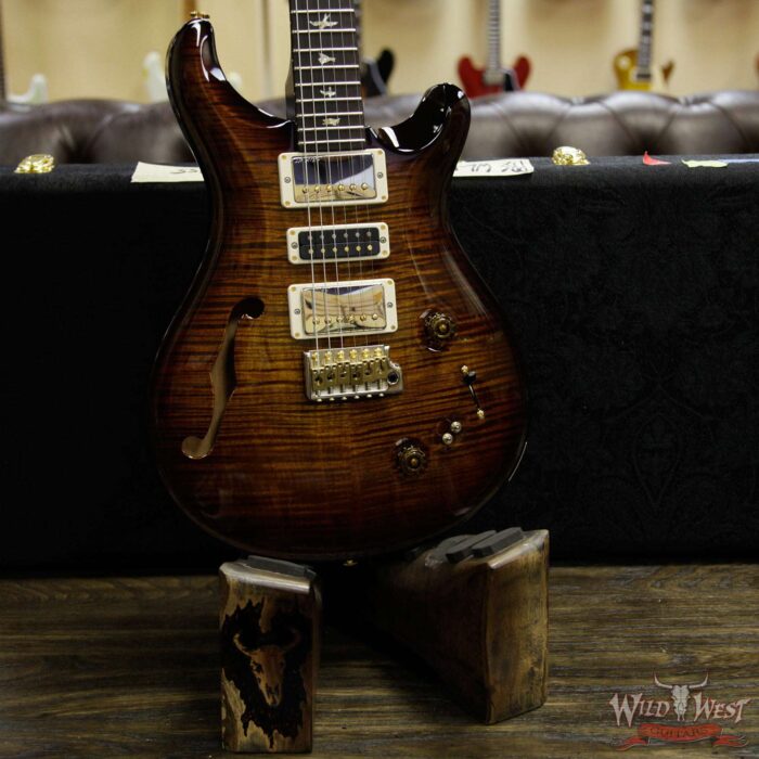 PRS Wood Library Flame 10 Top Special 22 Semi-Hollow Flame Maple Neck Brazilian Rosewood Board Black Gold Burst - Image 13