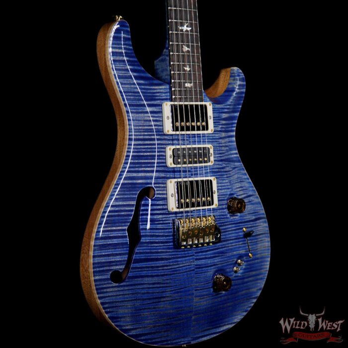 PRS Wood Library Flame 10 Top Special 22 Semi-Hollow Flame Maple Neck Brazilian Rosewood Board Faded Blue Jean - Image 4