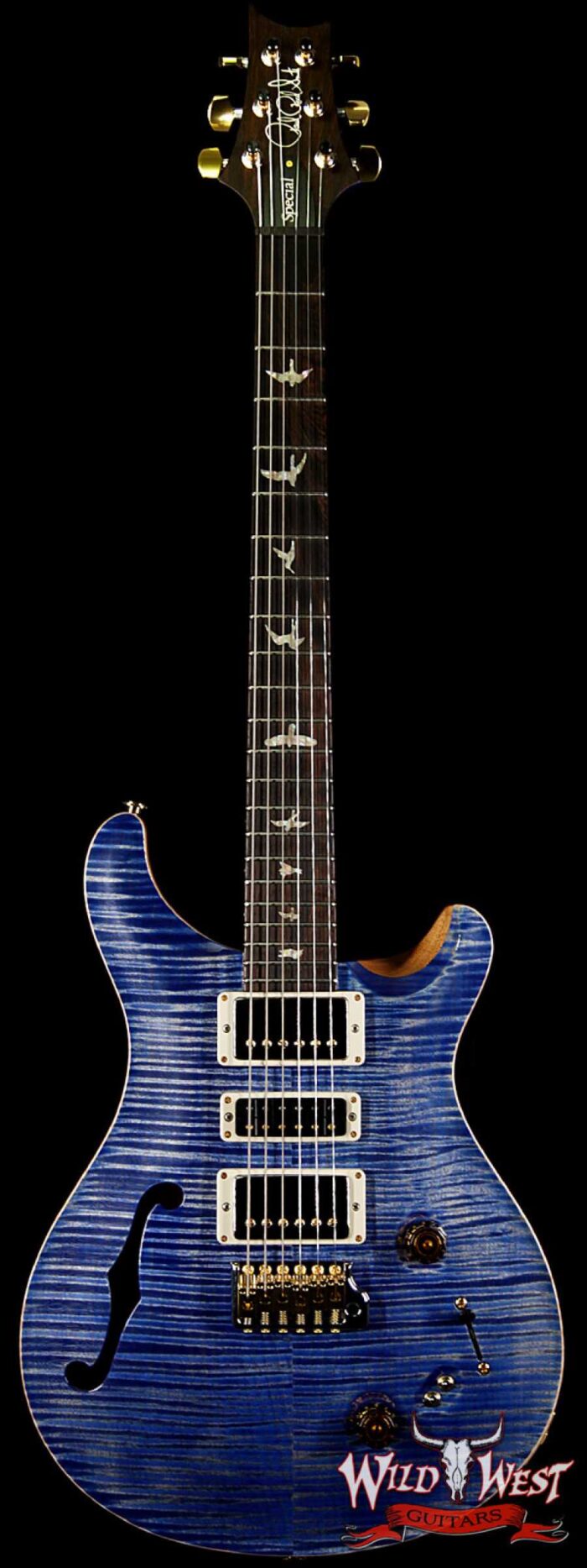 PRS Wood Library Flame 10 Top Special 22 Semi-Hollow Flame Maple Neck Brazilian Rosewood Board Faded Blue Jean - Image 1