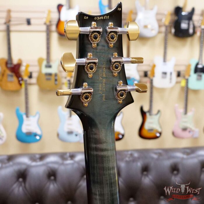 PRS Wood Library 10 Top Special 22 Semi-Hollow Flame Maple Neck with Brazilian Rosewood Board Trampas Green Smokeburst - Image 10
