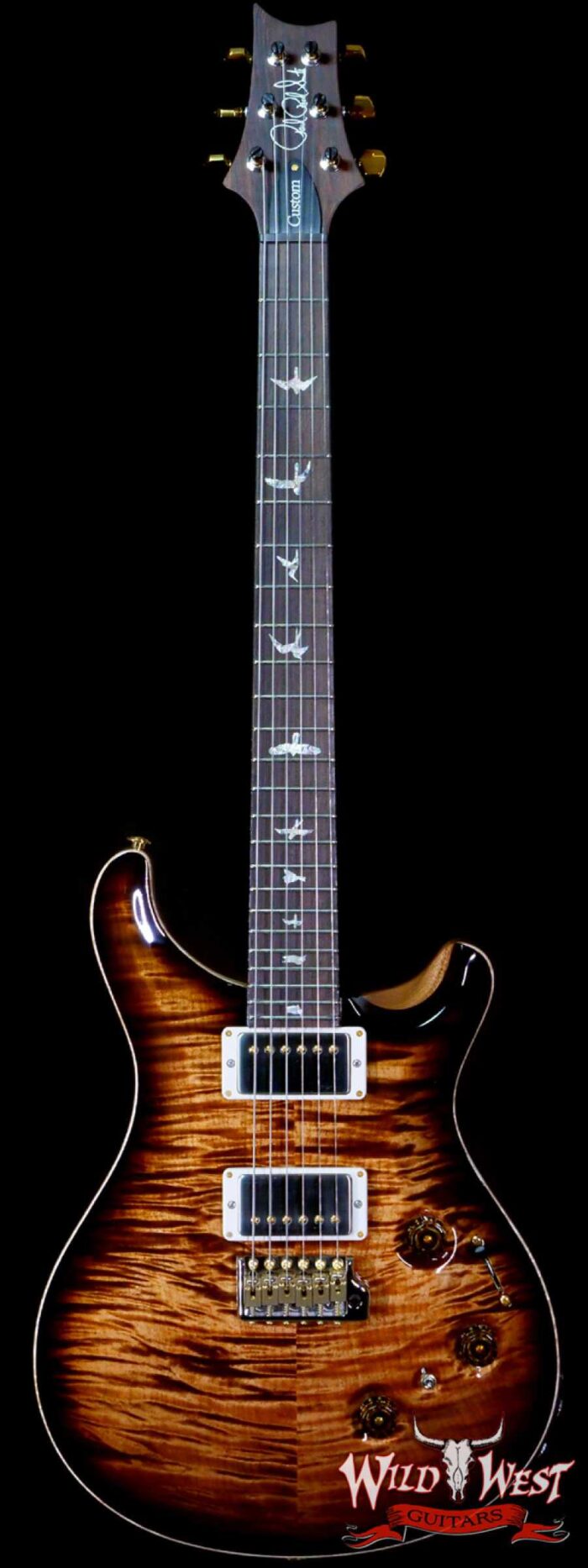 Paul Reed Smith Wood Library 10 Top Custom 24 Piezo P24 Flame Maple Neck Brazilian Rosewood Board Copperhead Smokeburst - Image 1
