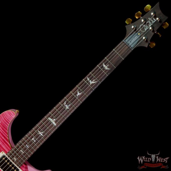 Paul Reed Smith Wood Library 10 Top Custom 24 Piezo P24 Stained Flame Maple Neck Brazilian Rosewood Board Bonnie Pink - Image 4
