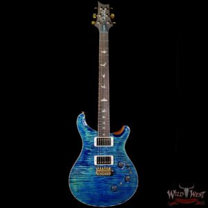 Paul Reed Smith Wood Library 10 Top Custom 24 Piezo P24 Flame Maple Neck Brazilian Rosewood Board River Blue - Image 3