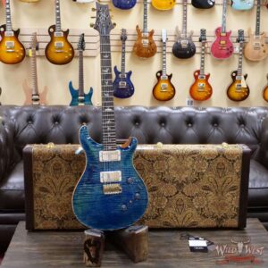 Paul Reed Smith Wood Library 10 Top Custom 24 Piezo P24 Flame Maple Neck Brazilian Rosewood Board River Blue - Image 6