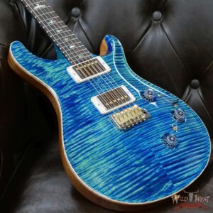 Paul Reed Smith Wood Library 10 Top Custom 24 Piezo P24 Flame Maple Neck Brazilian Rosewood Board River Blue - Image 8