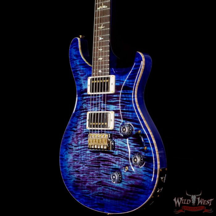 Paul Reed Smith Wood Library 10 Top Custom 24 Piezo P24 Swamp Ash Flame Maple Neck Brazilian Rosewood Board Violet Blue Burst - Image 2